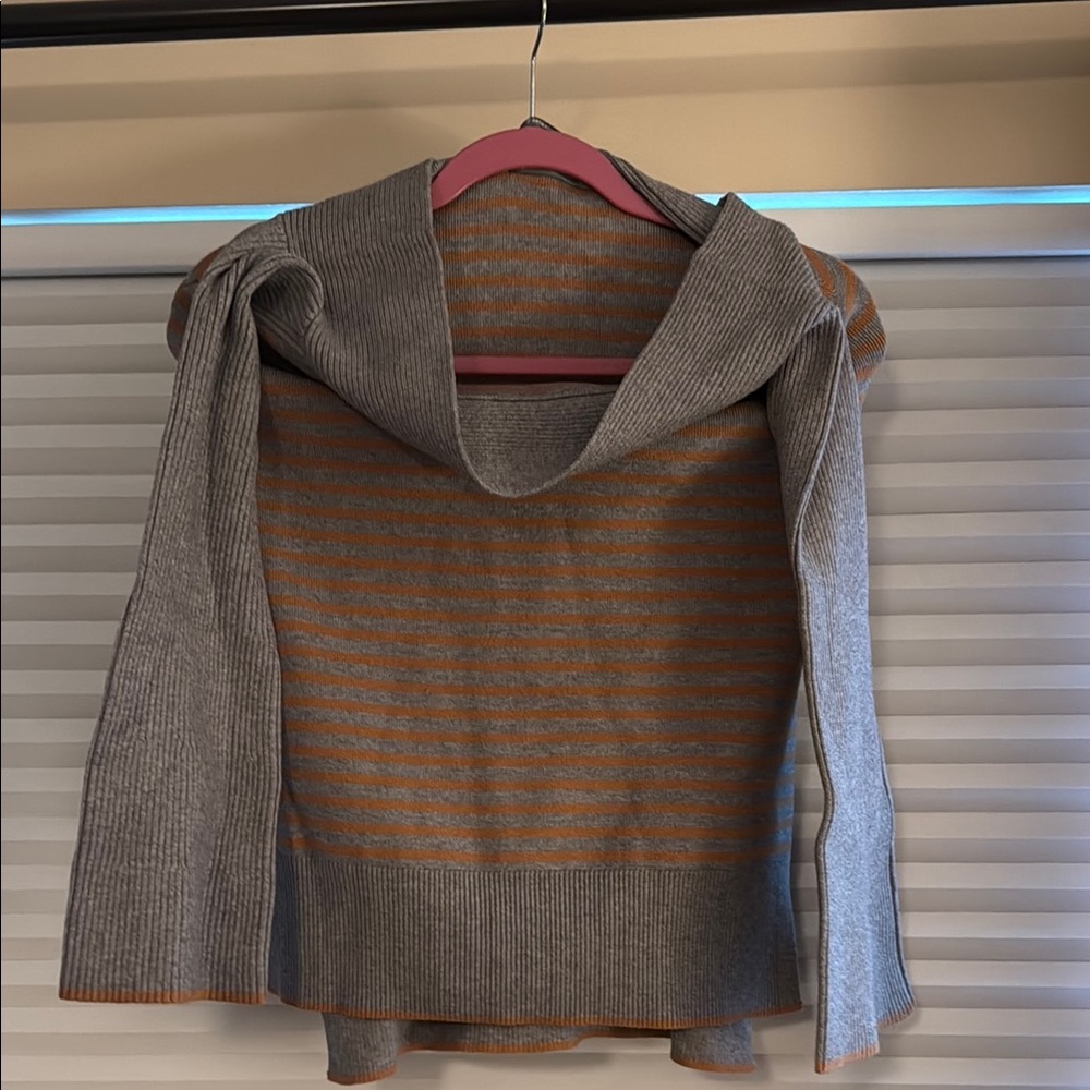 Anthropologie Gray and Orange Cowl Neck Sweater